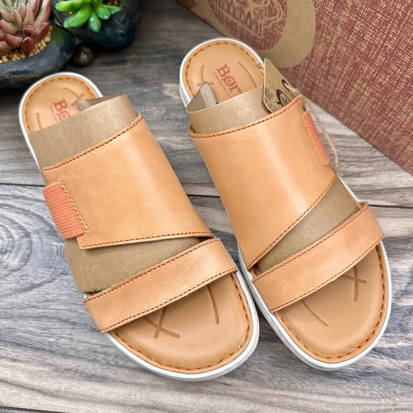 NIB Born Oceana Leather Slide Sandal Orange - Picture 2 of 15